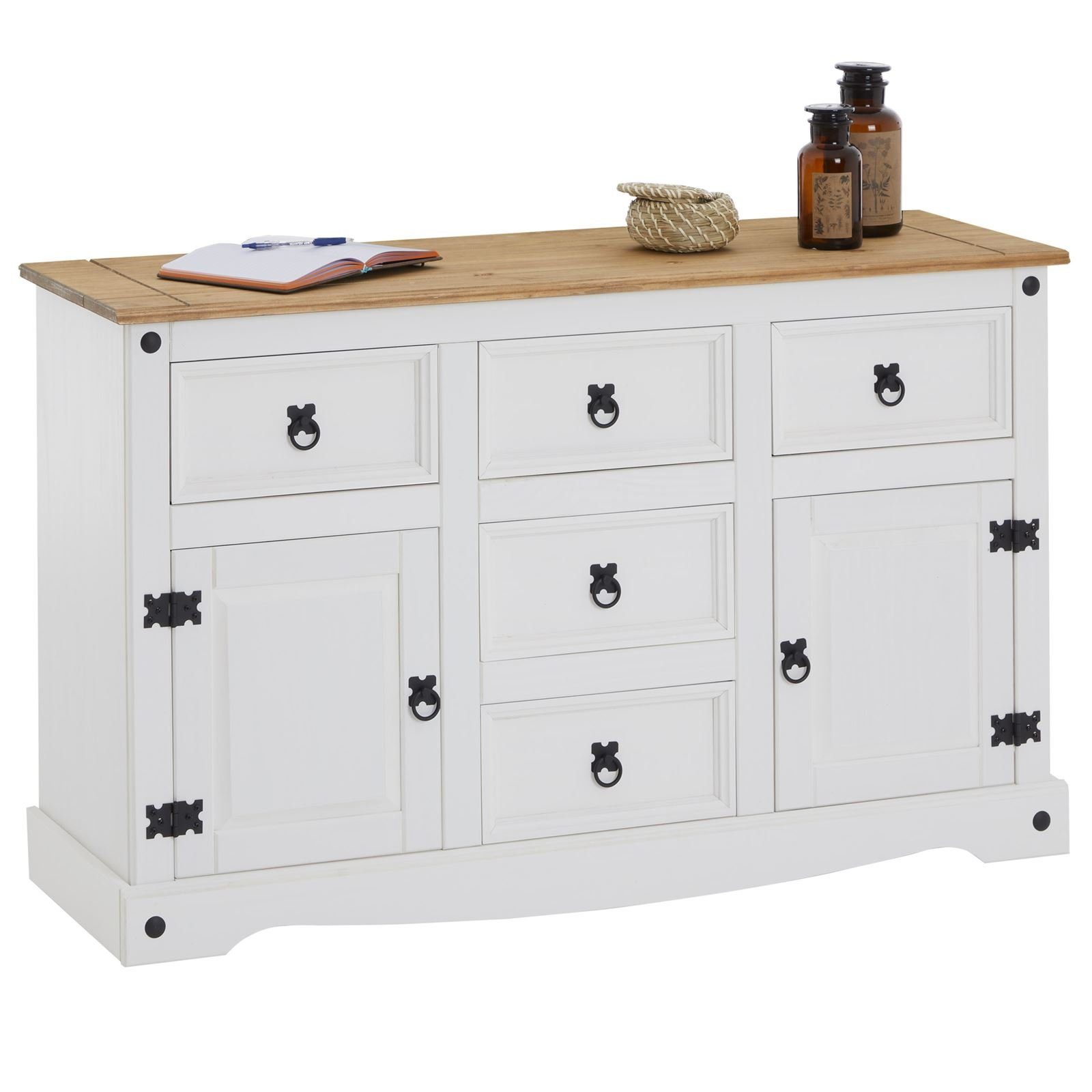 CARO-Möbel Sideboard CAMPO, Sideboard Kommodemassivholz Schubladenschrank günstig online kaufen