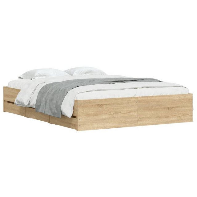 furnicato Bettgestell mit Schubladen Sonoma-Eiche 140x190cm Holzwerkstoff ( günstig online kaufen