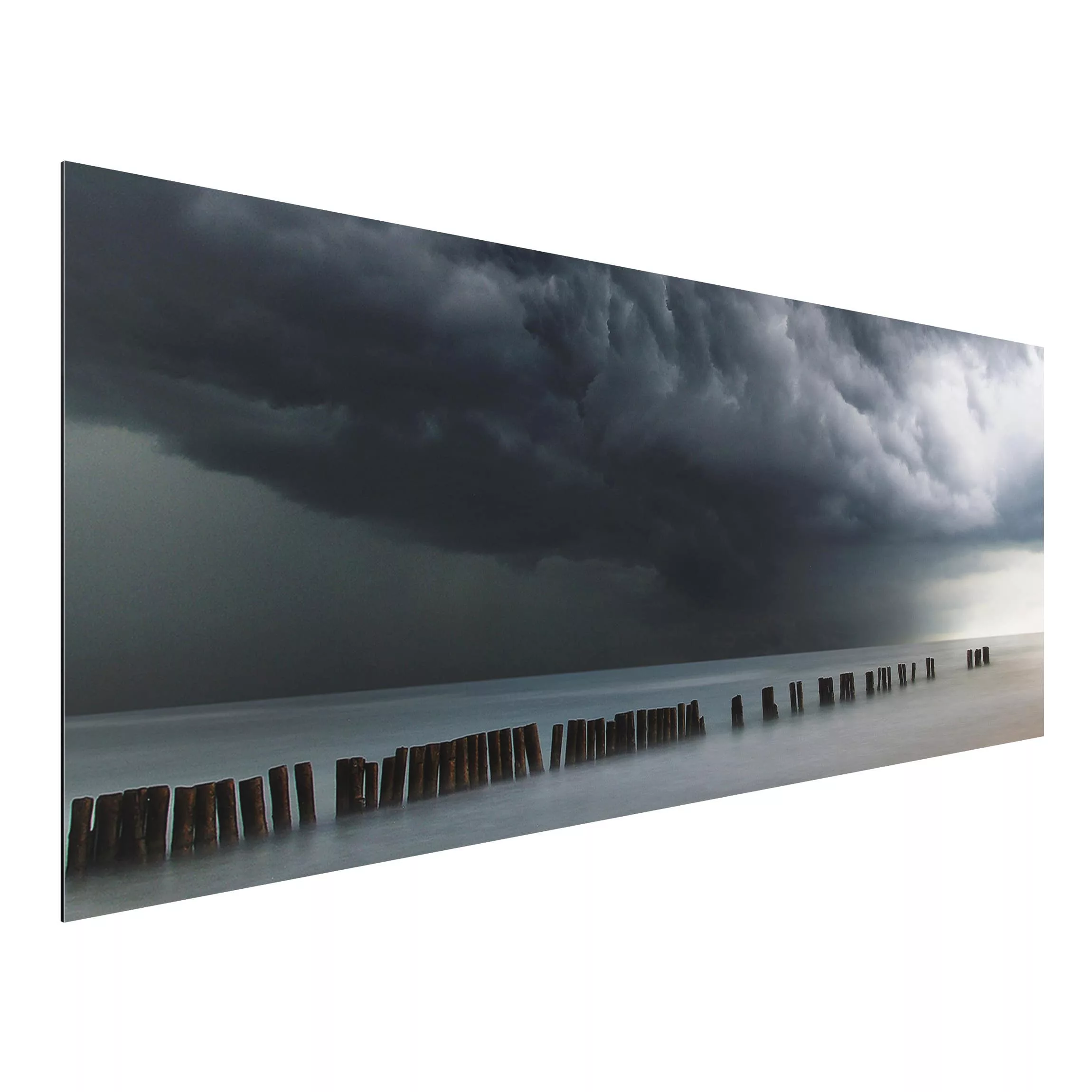 Alu-Dibond Bild Natur & Landschaft - Panorama Sturmwolken über der Ostsee günstig online kaufen