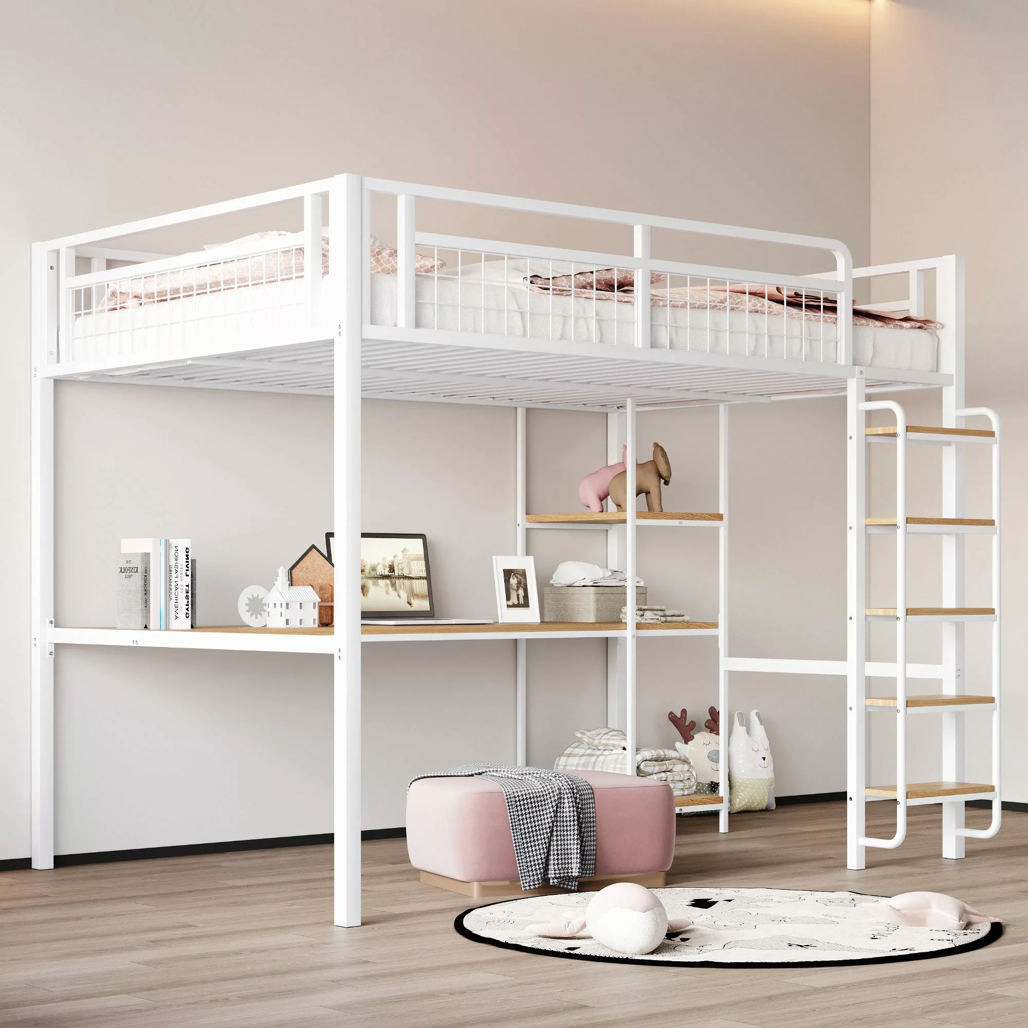 Merax Hochbett (1-St., Metallbett Einzelbett für günstig online kaufen