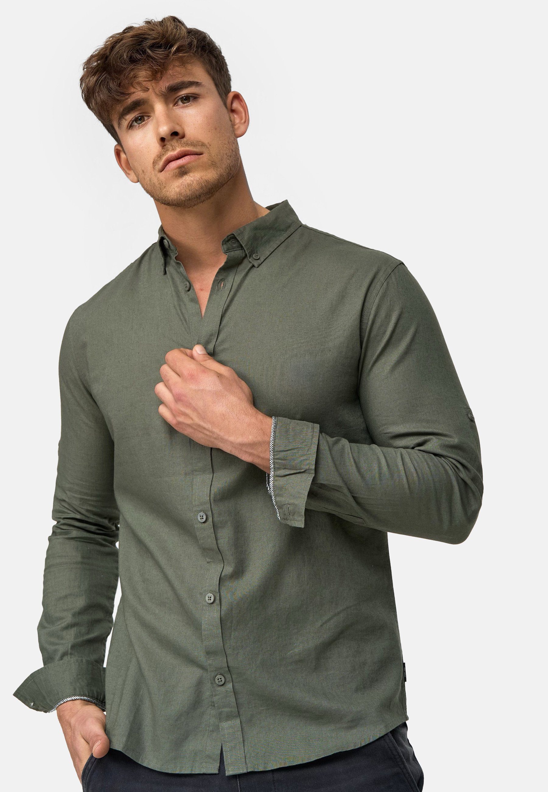 Indicode Langarmhemd Brayden mit Button-Down-Kragen günstig online kaufen