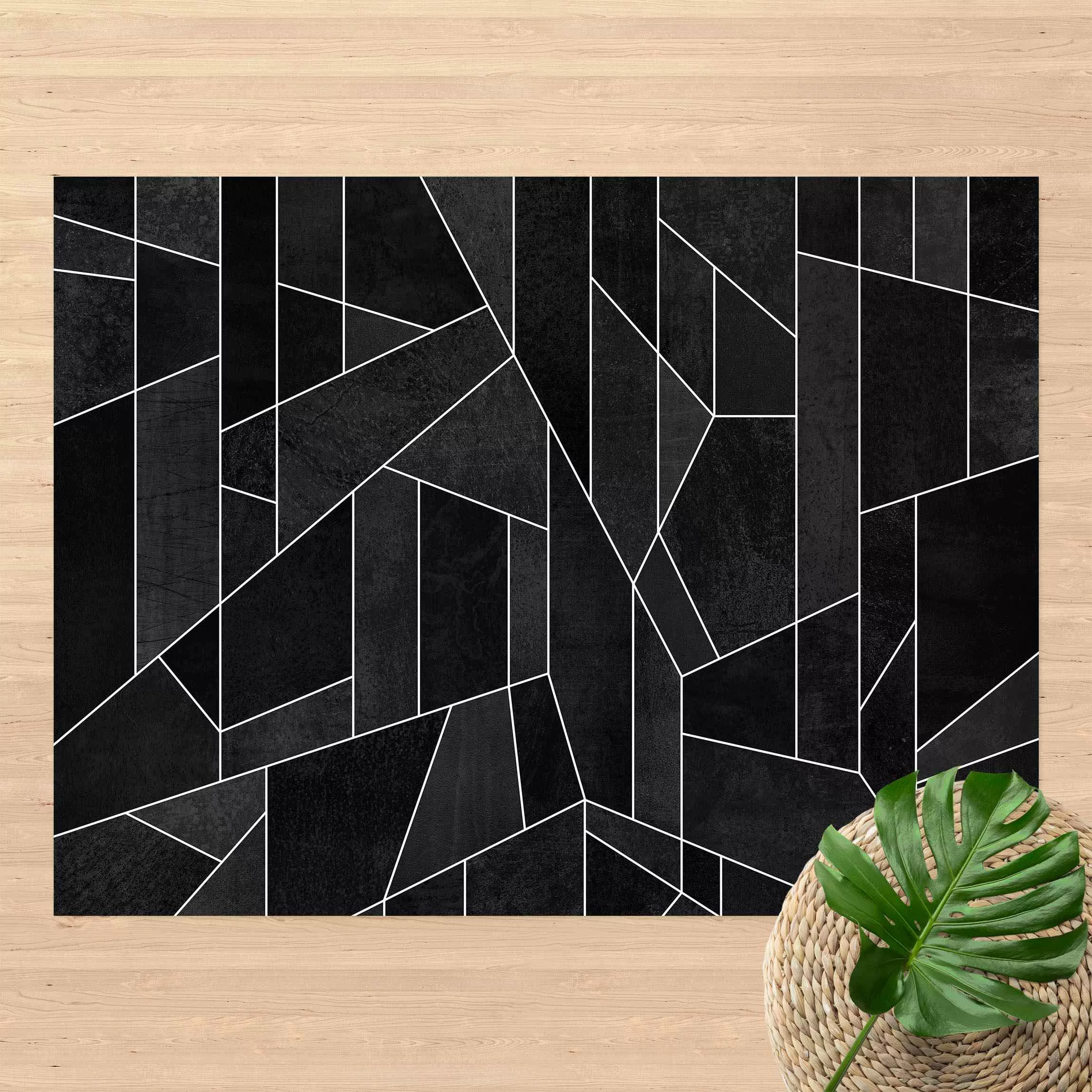 Vinyl-Teppich Schwarz Weiß Geometrie Aquarell günstig online kaufen