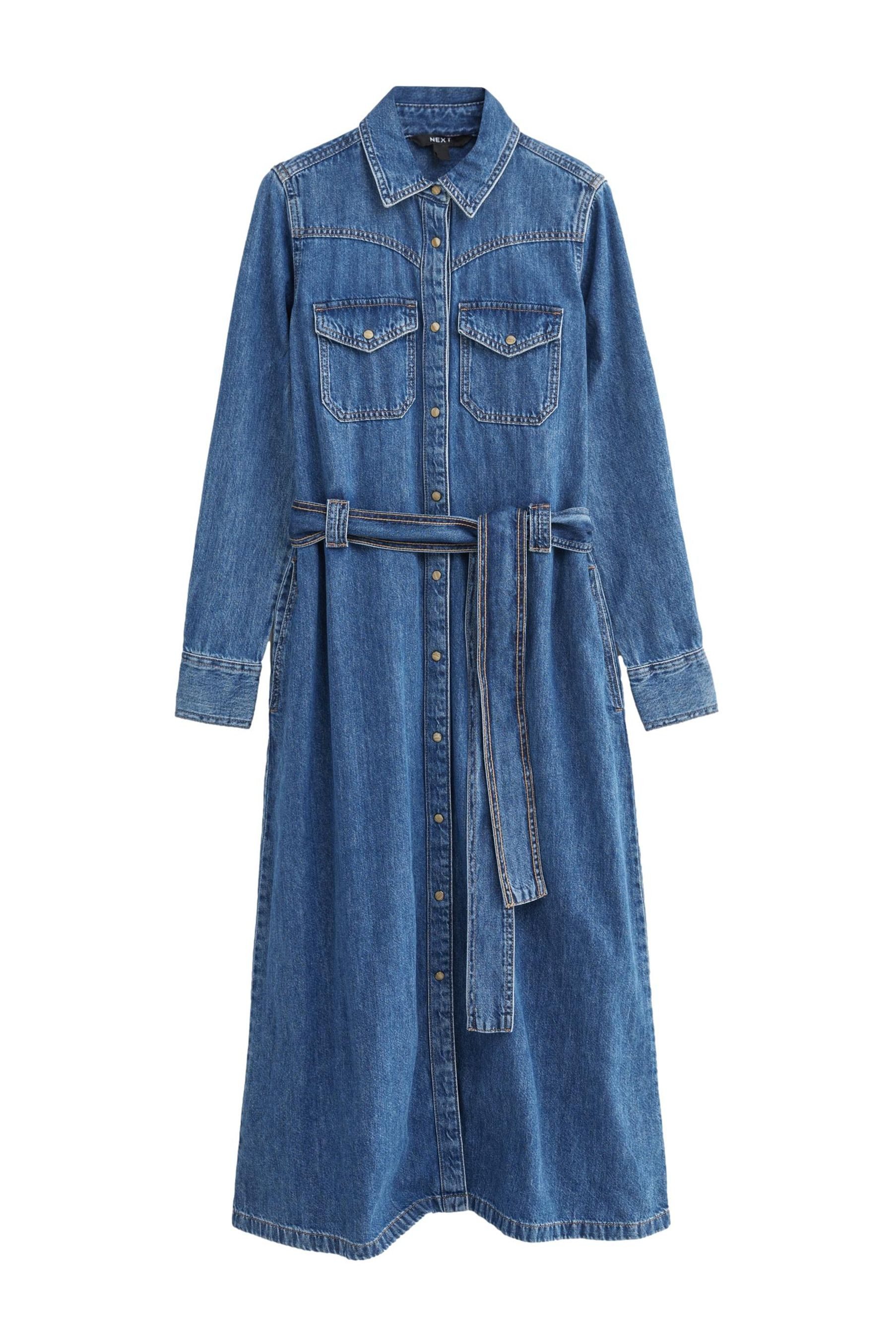 Next Jeanskleid Jeans-Midikleid mit gestuftem Frontsaum günstig online kaufen
