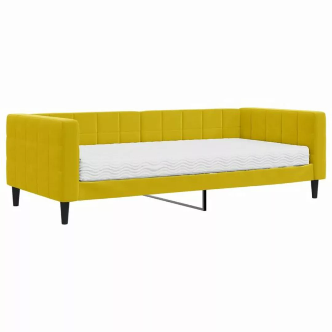 vidaXL Gästebett Gästebett Tagesbett mit Matratze Gelb 90x200 cm Samt Bett günstig online kaufen