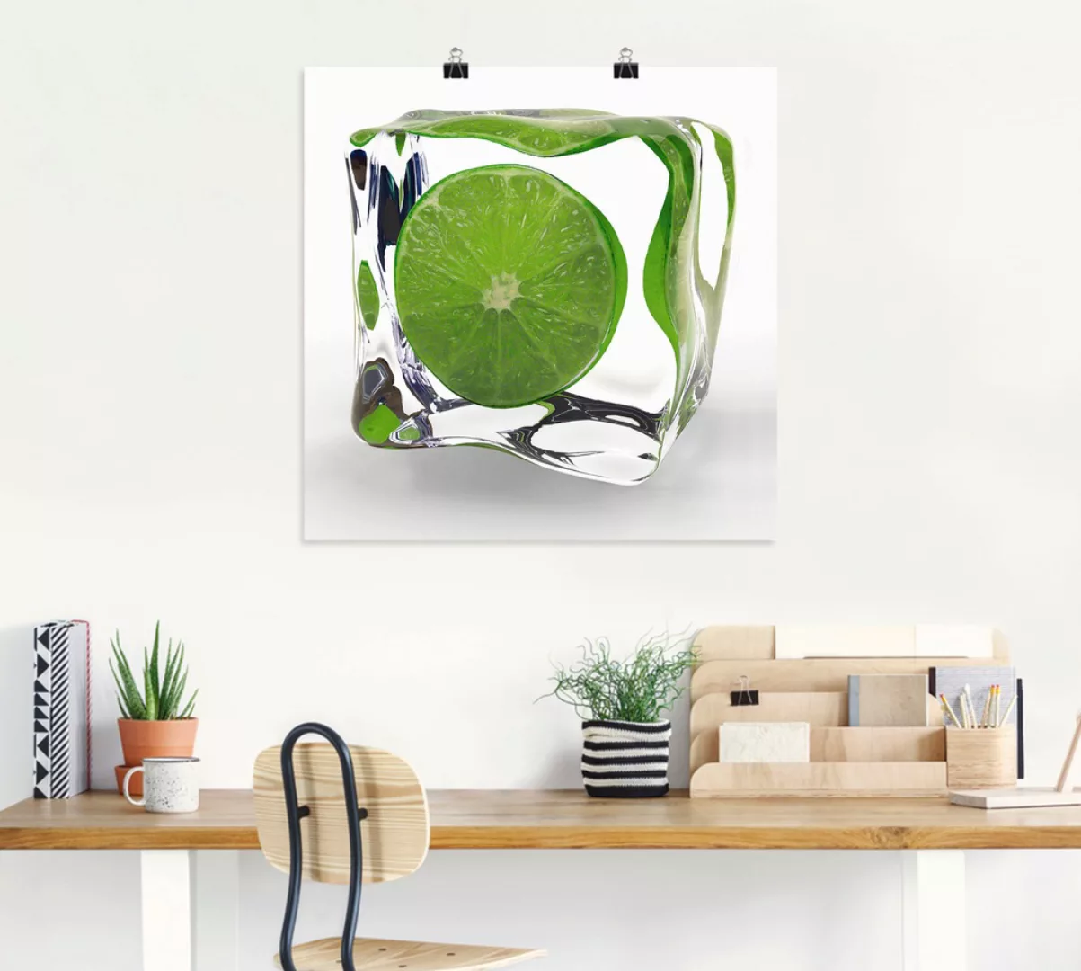 Artland Wandbild "Limette im Eiswürfel", Lebensmittel, (1 St.), als Poster günstig online kaufen