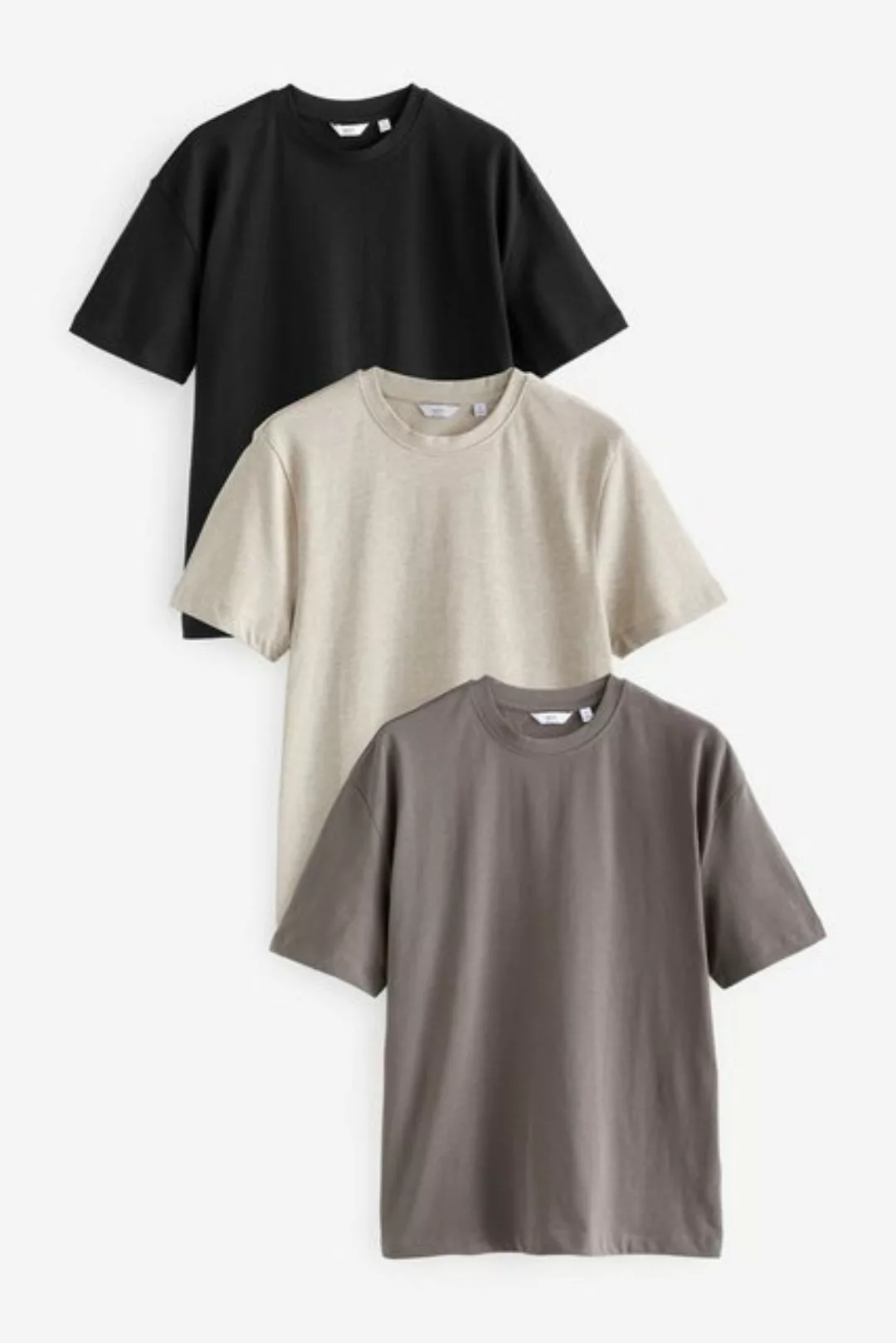 Next T-Shirt Schwere Relaxed Fit T-Shirts im 3er Pack (3-tlg) günstig online kaufen