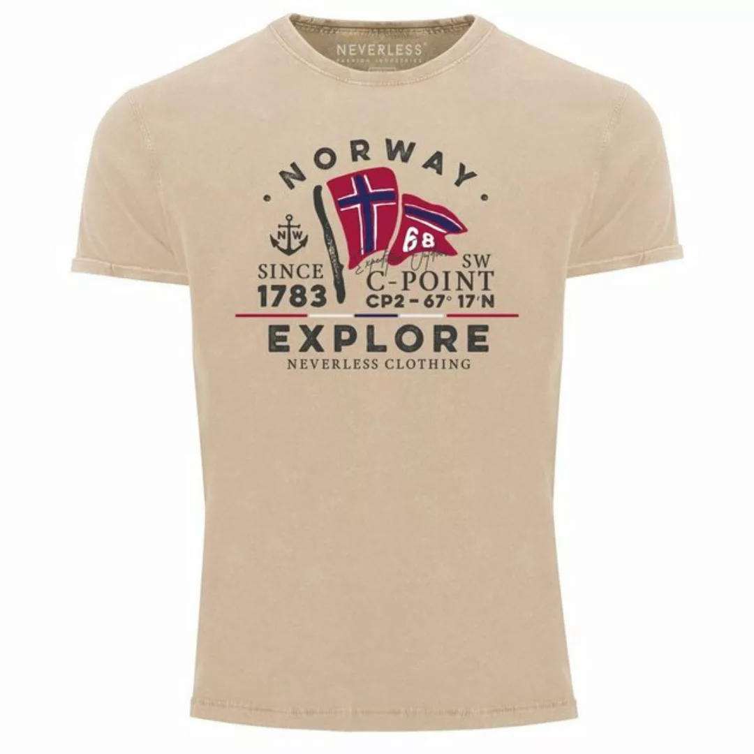 Neverless Print-Shirt Herren Vintage Shirt Norway Explore norwegische Flagg günstig online kaufen