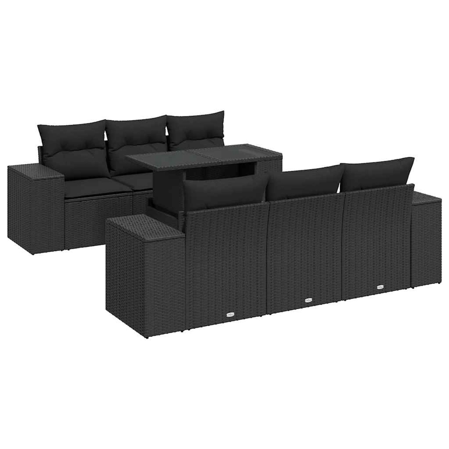 vidaXL 7-Tlg Garten-Sofagarnitur mit Kissen Schwarz Poly Rattan 3326736 günstig online kaufen