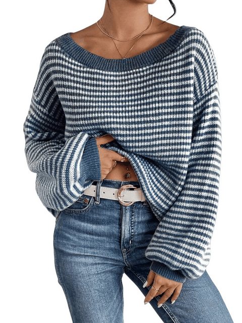 Nebelmeer Strickpullover Strickpullover All-Match Lockerer Lässiger Stil Pu günstig online kaufen