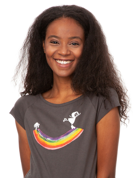 Fellherz Damen T-shirt Rainbow Girl Dark Grey günstig online kaufen