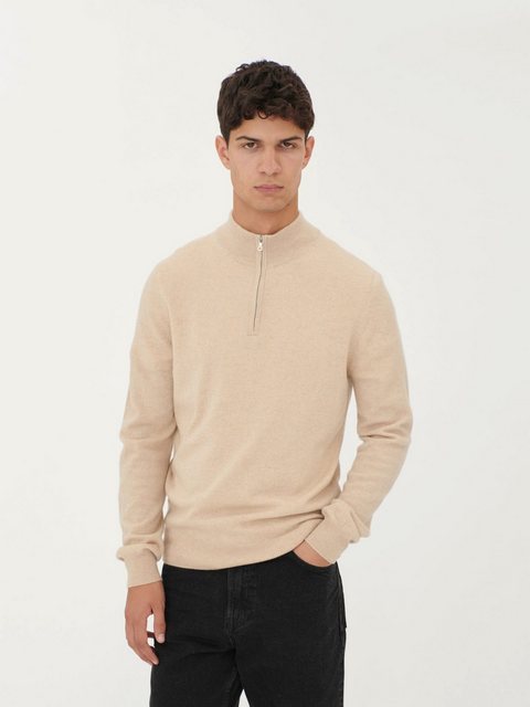 GOBI Cashmere Polokragenpullover Naturfarbe Kaschmirpullover mit Halbreißve günstig online kaufen