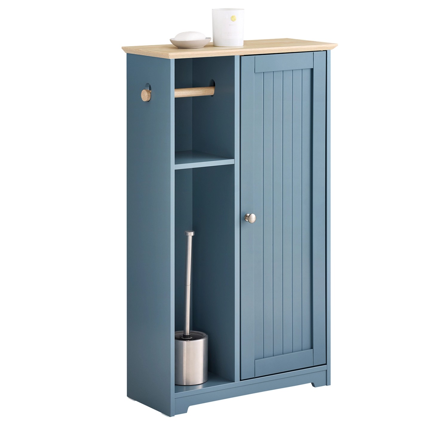 SoBuy Badkommode mit Toilettenrollenhalter Sideboard Flurschrank Blau BZR18 günstig online kaufen