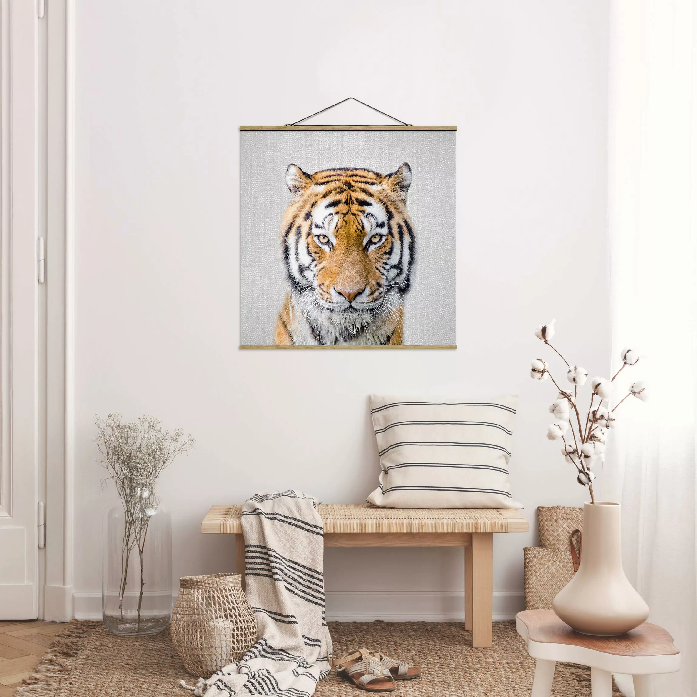 Stoffbild mit Posterleisten Tiger Tiago günstig online kaufen