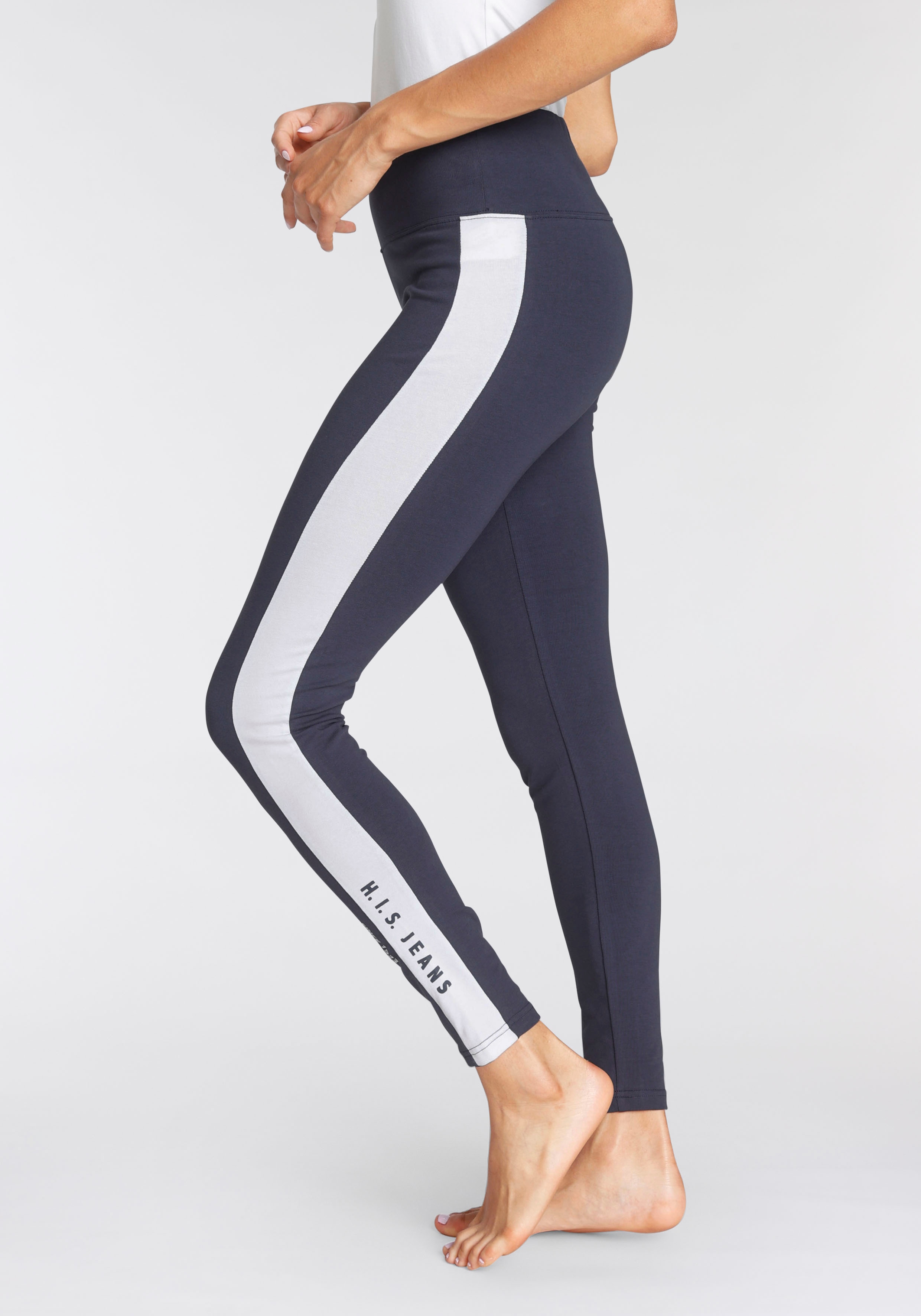 H.I.S Leggings mit weißem Seitenstreifen und Logodruck günstig online kaufen