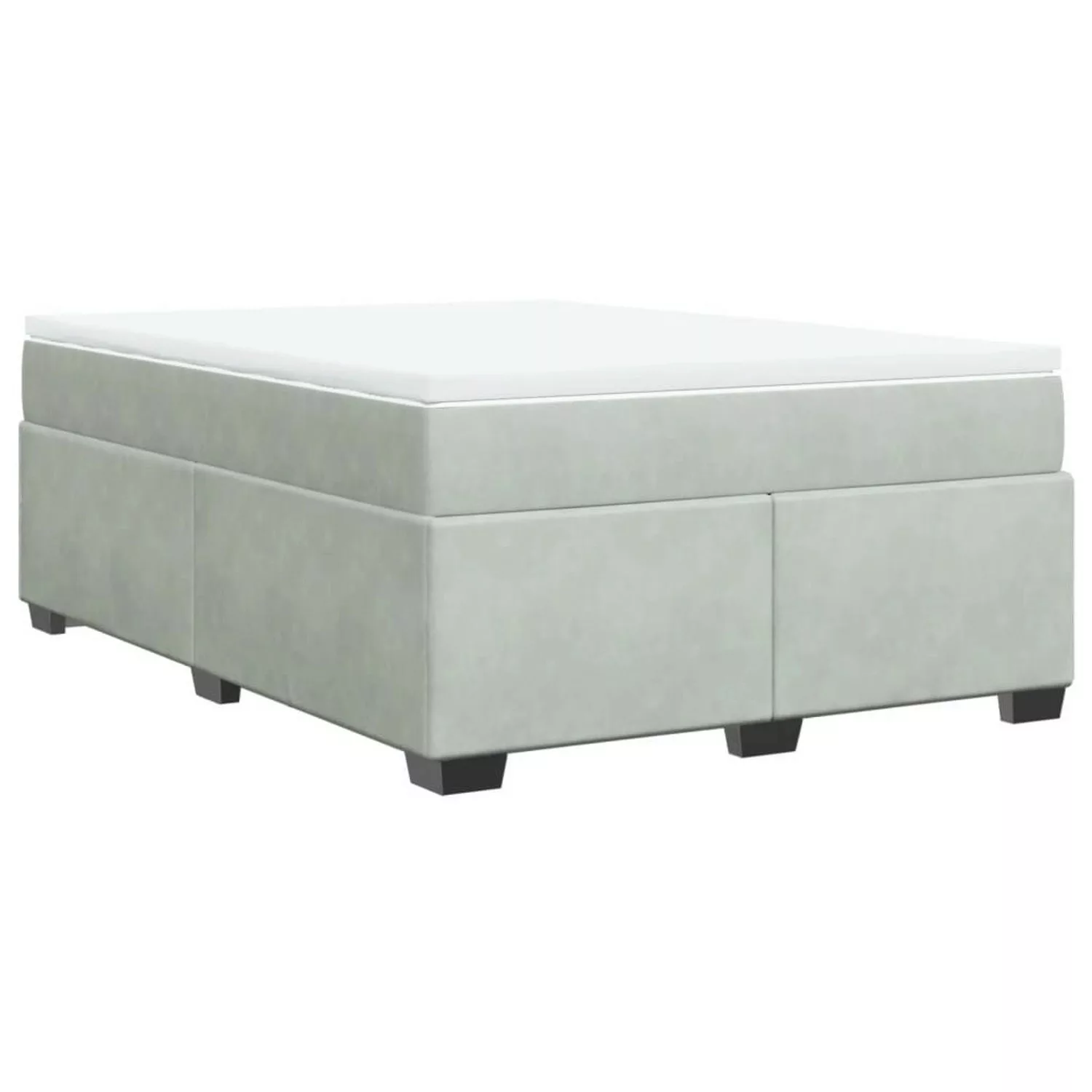 vidaXL Boxspringbett, Boxspringbett mit Matratze Hellgrau 140x190 cm Samt günstig online kaufen