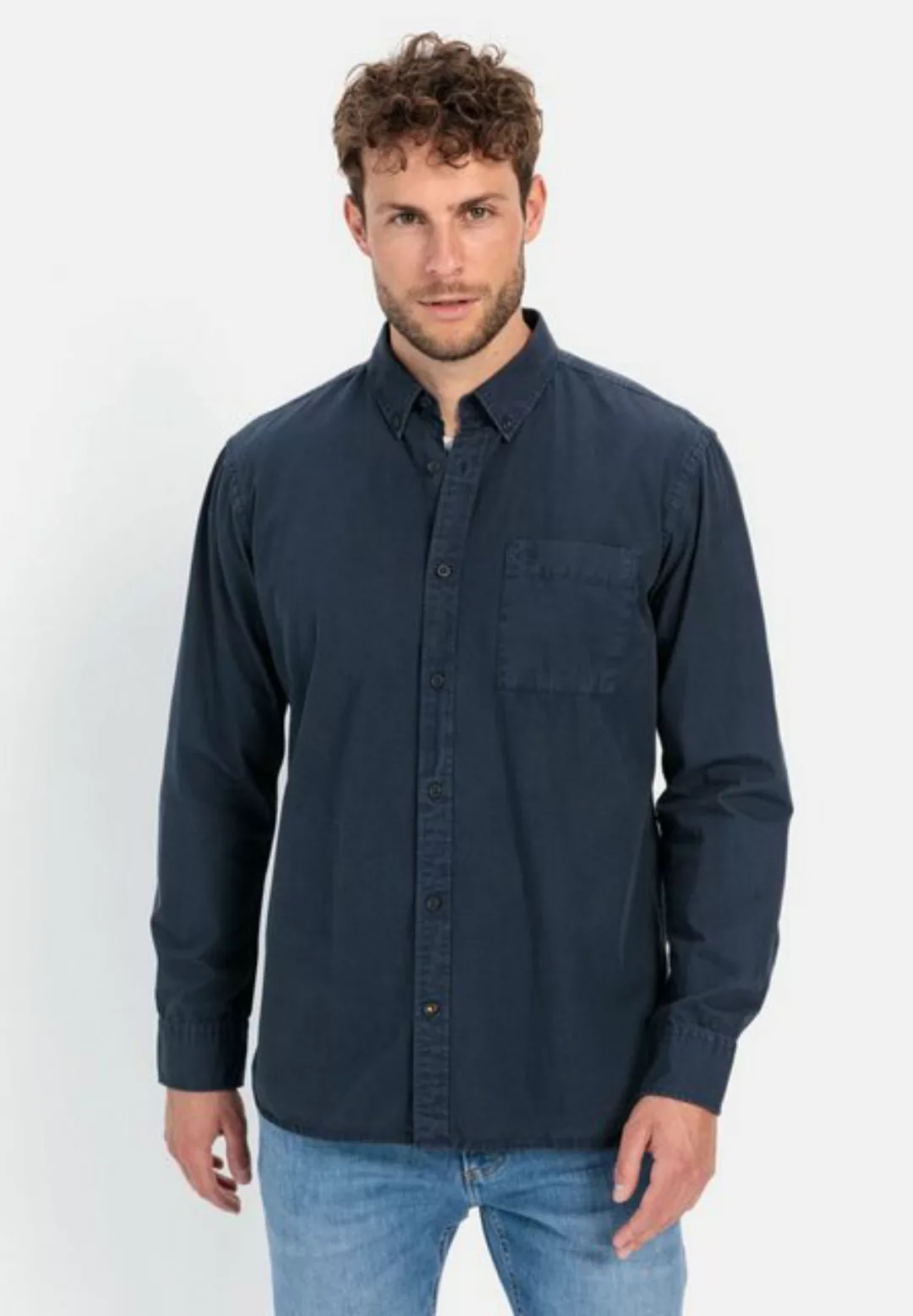 camel active Langarmhemd aus reiner Baumwolle Button-Down günstig online kaufen