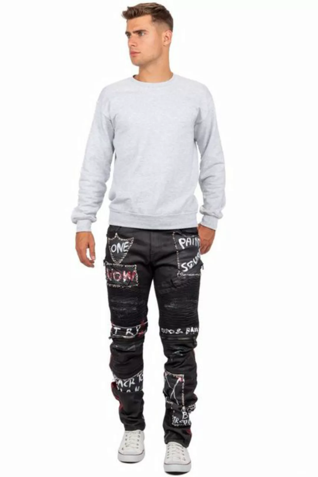 Cipo & Baxx Bikerjeans Herren Hose BA-CD571 W36/L34 (1-tlg) mit Nieten Prin günstig online kaufen