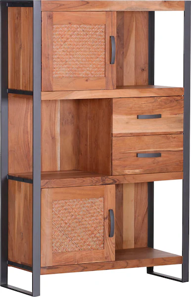 Gutmann Factory Regal "Alvara", Massivholz, Rattangeflecht in der Front günstig online kaufen