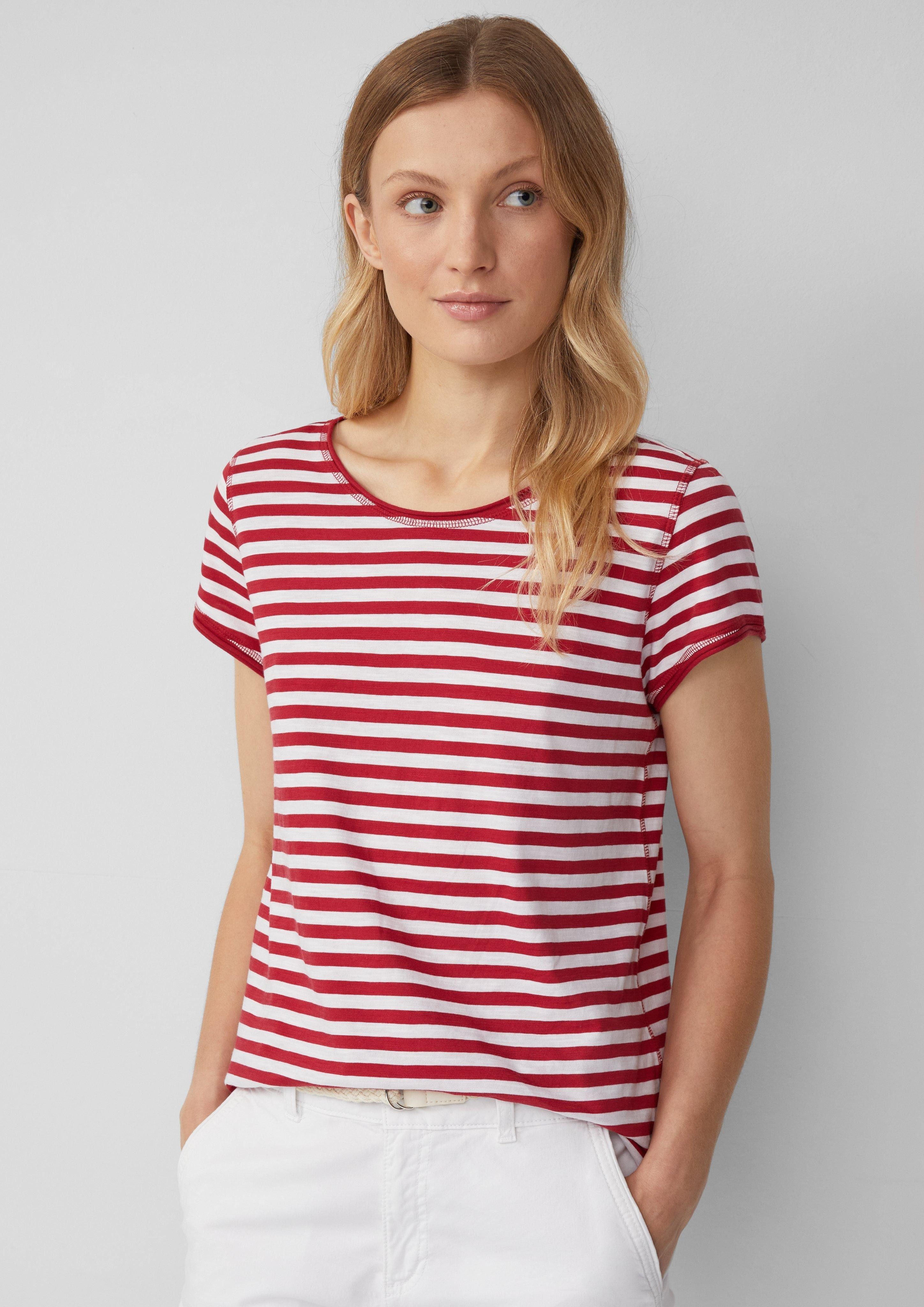 s.Oliver Kurzarmshirt T-Shirt mit Rollkanten und günstig online kaufen