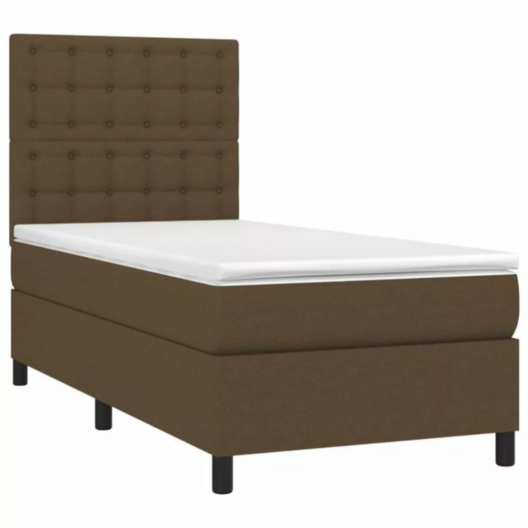 vidaXL Bett Boxspringbett mit Matratze & LED Dunkelbraun 90x190 cm Stoff günstig online kaufen