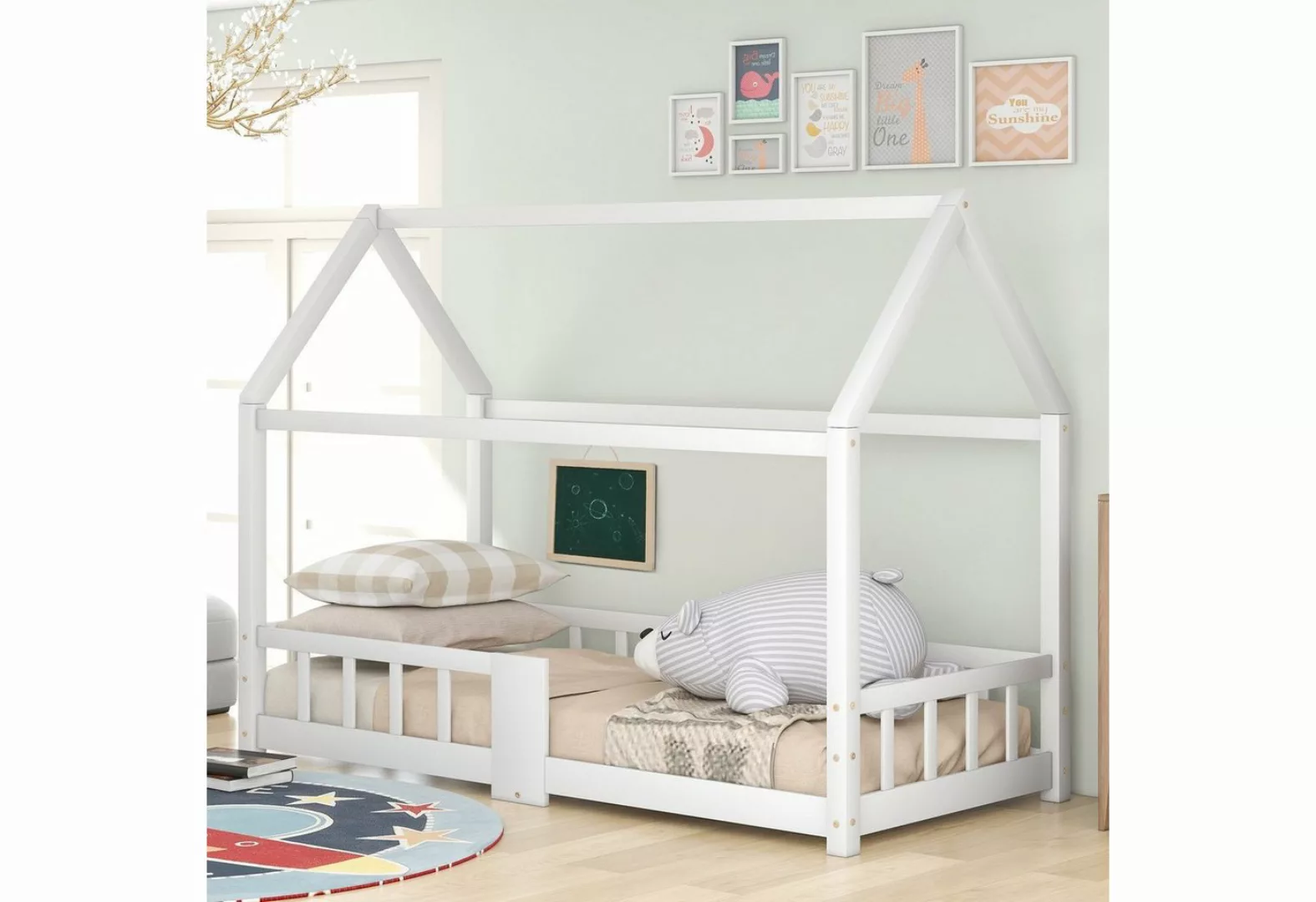 REDOM Kinderbett Kinder Bett Jugendbett Holzbett Hausbett Kinderhaus Massiv günstig online kaufen