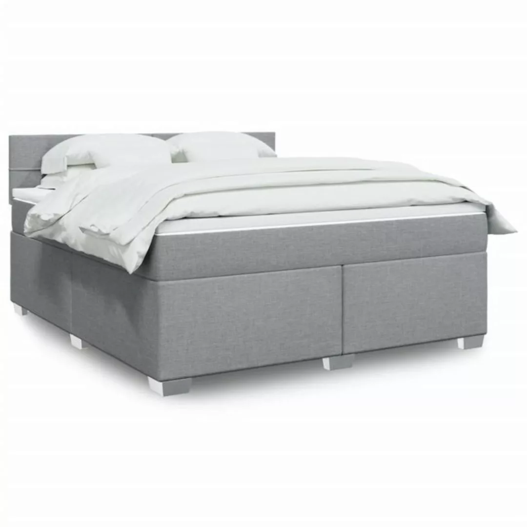 vidaXL Boxspringbett, Boxspringbett mit Matratze Hellgrau 180x200 cm Stoff günstig online kaufen