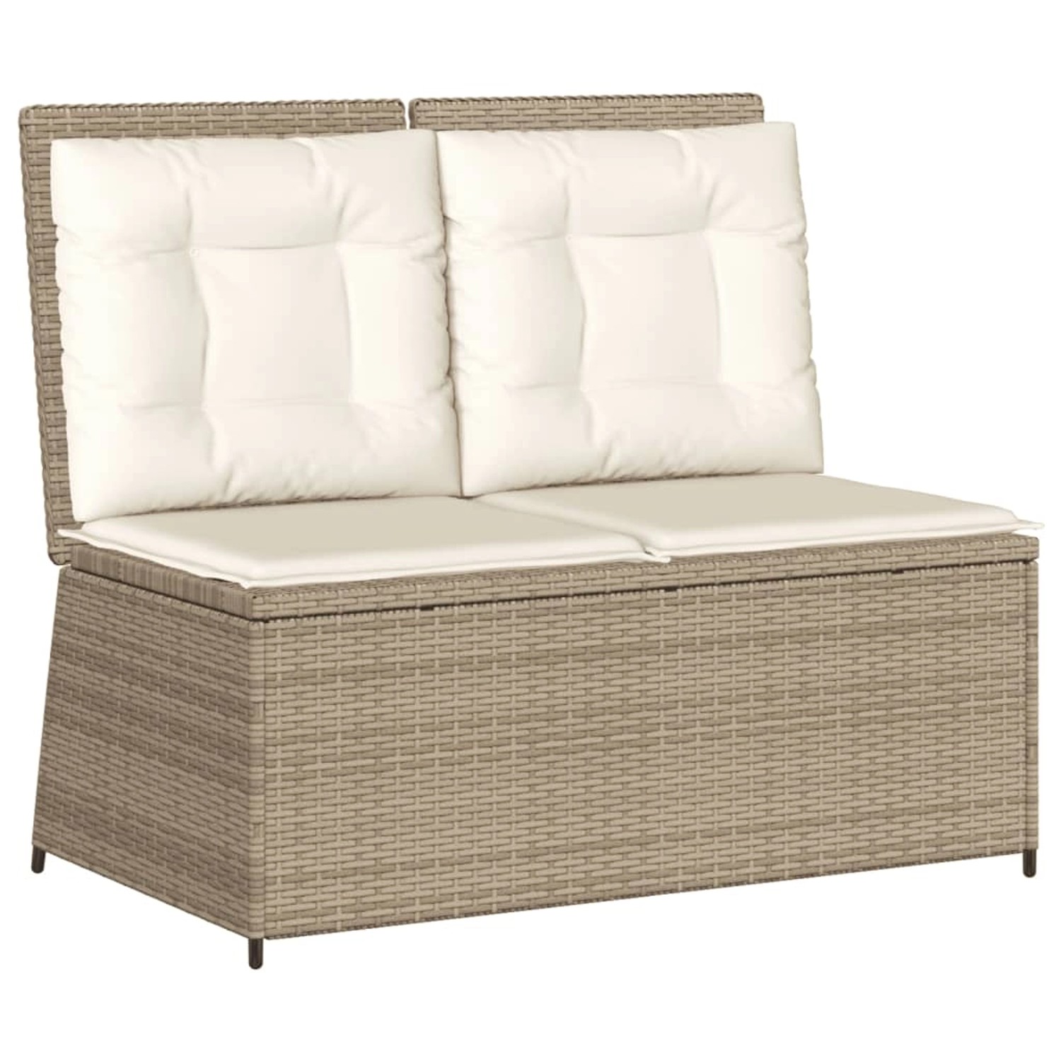 furnicato Gartenbank Verstellbar mit Kissen Beige Poly Rattan günstig online kaufen