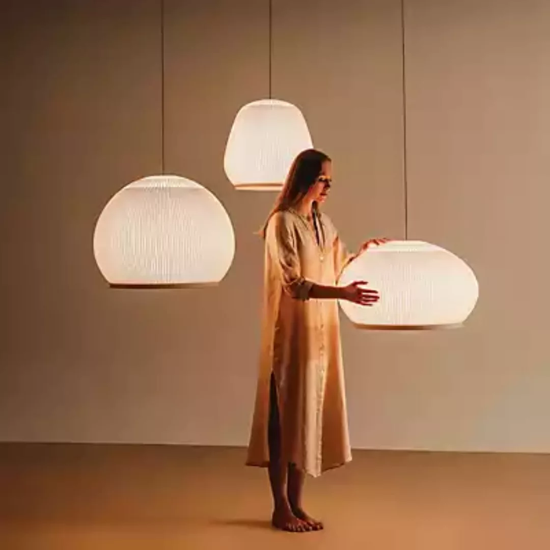 Vibia Knit Pendelleuchte LED, beige - 45 x 44 cm - casambi günstig online kaufen