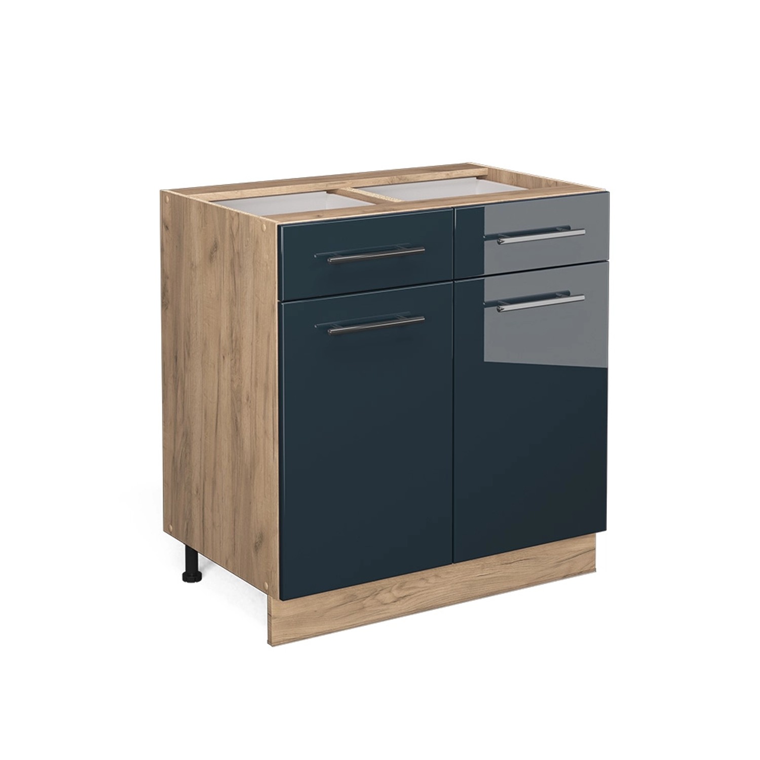 Vicco Unterschrank Fame-Line, Dunkelblau Hochglanz/Goldkraft Eiche, günstig online kaufen