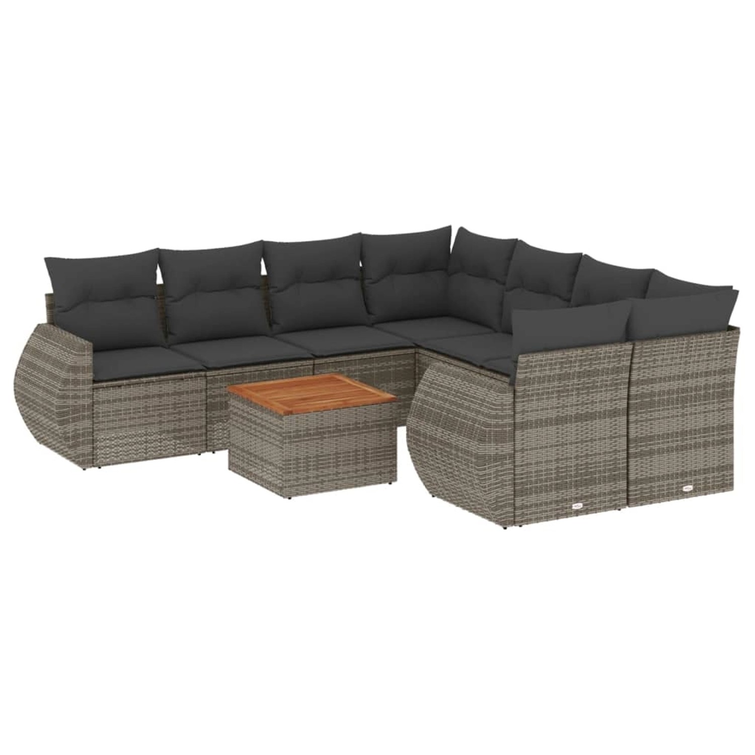 vidaXL 9-tlg Garten-Sofagarnitur mit Kissen Grau Poly Rattan Modell 67 günstig online kaufen