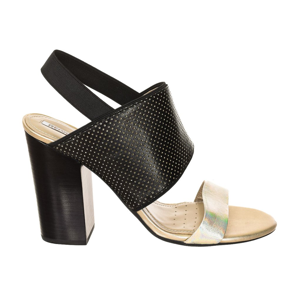 Geox Damen Sandale Mit Absatz Aus Leder EU 41 Negro / Platino günstig online kaufen