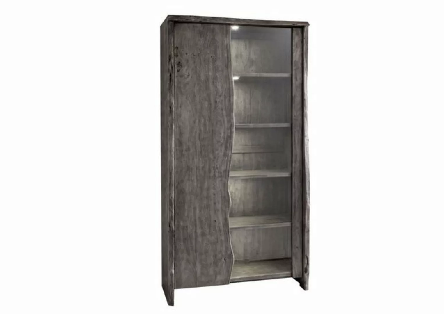 Massivmoebel24 Standvitrine Vitrine Akazie 105x45x204 grau lackiert PURE AC günstig online kaufen