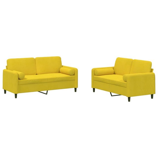 vidaXL Sofa Sofagarnitur Set mit Kissen Samt, 2-tlg., Gelb günstig online kaufen