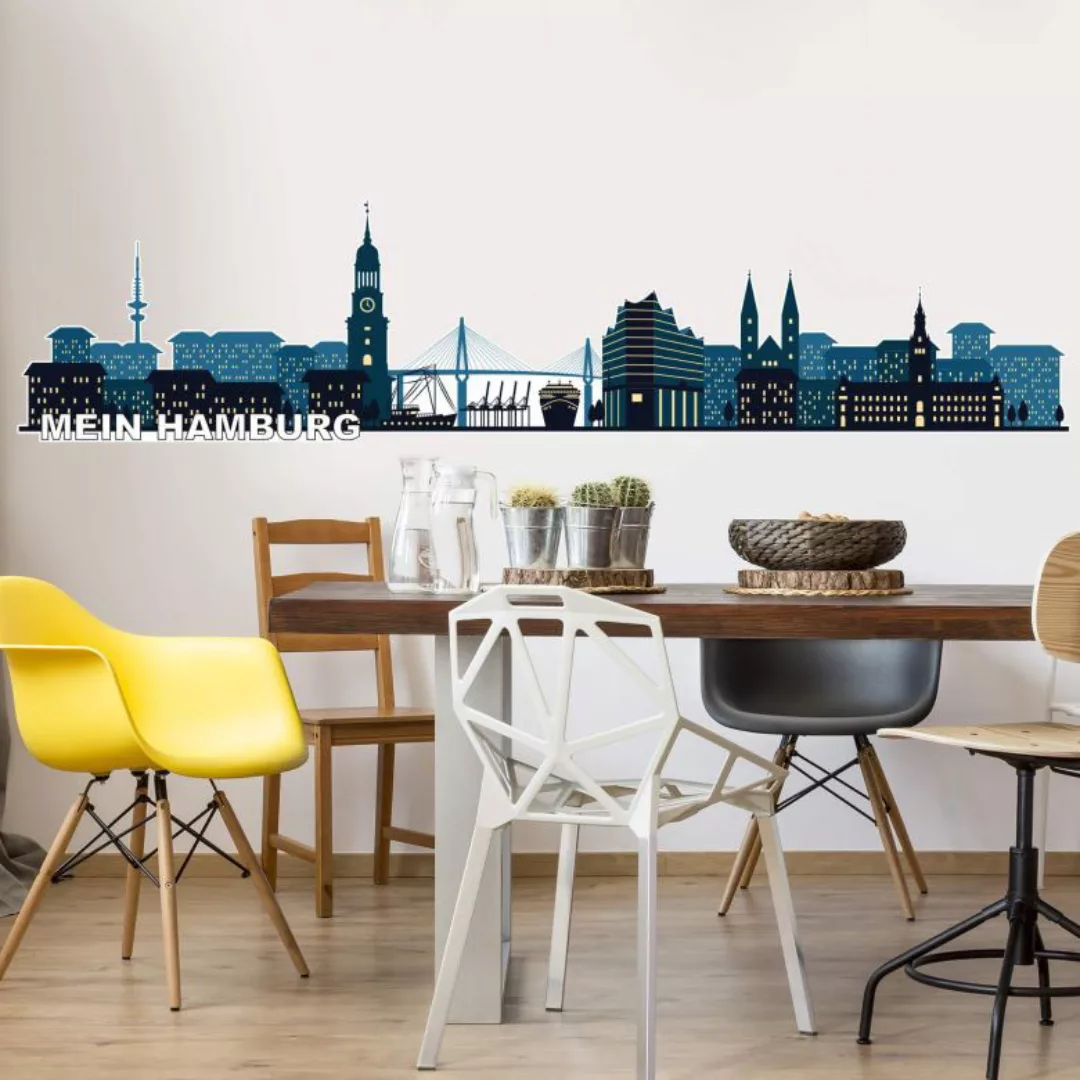 Wall-Art Wandtattoo »XXL Stadt Skyline Hamburg 120cm«, (1 St.), selbstklebe günstig online kaufen