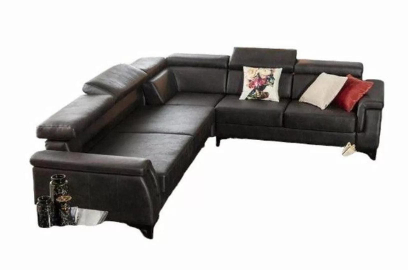 JVmoebel Ecksofa Modernes Schwarzes Ecksofa L-Form Couch Bettfunktion Desig günstig online kaufen