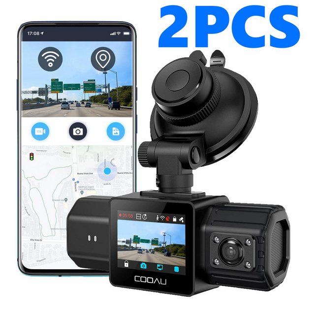 COOAU Duale Dashcam 2,5K+1080P, Dashcam vorne und innen mit Wi-Fi & GPS &WD günstig online kaufen