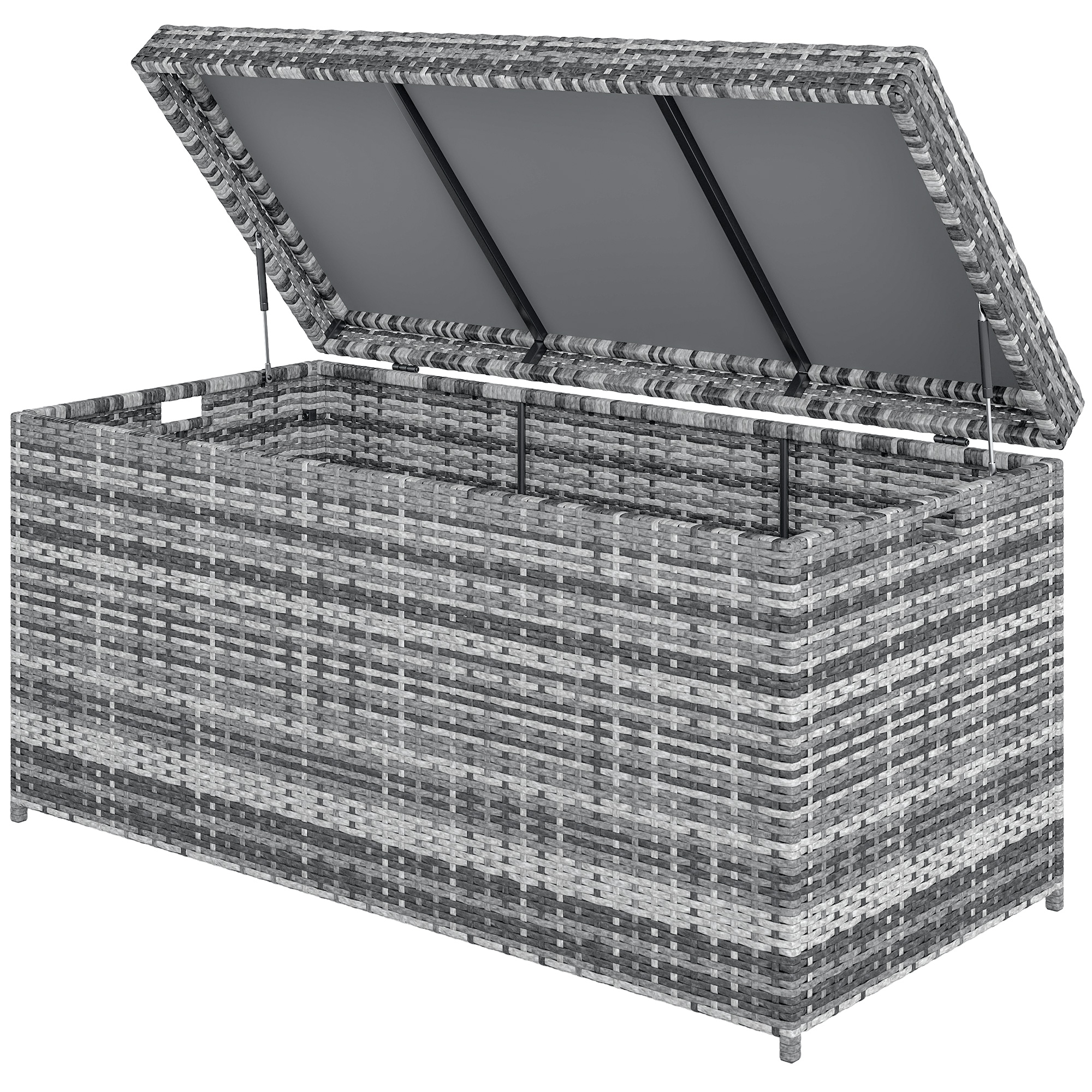 Outsunny Rattan Auflagenbox 380L wetterfest Kissenbox mit Deckel Eingebaute günstig online kaufen