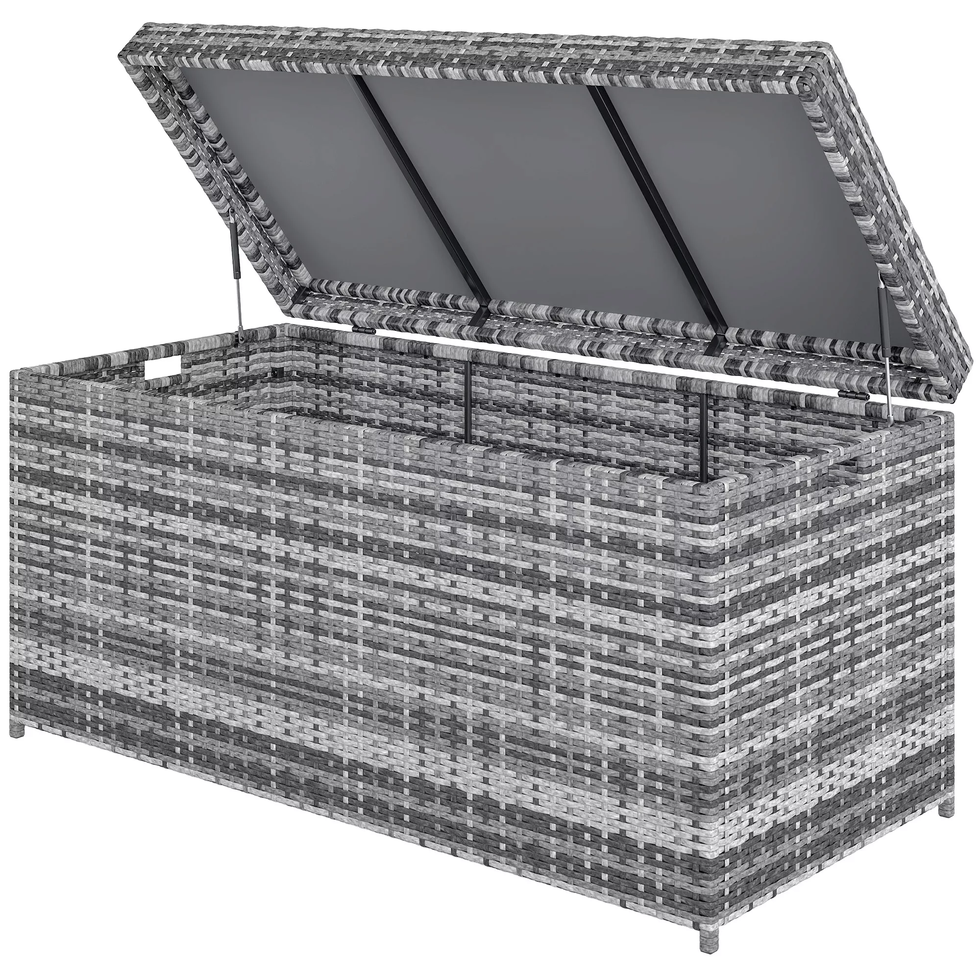 Outsunny Rattan Auflagenbox 380L wetterfest Kissenbox mit Deckel Eingebaute günstig online kaufen