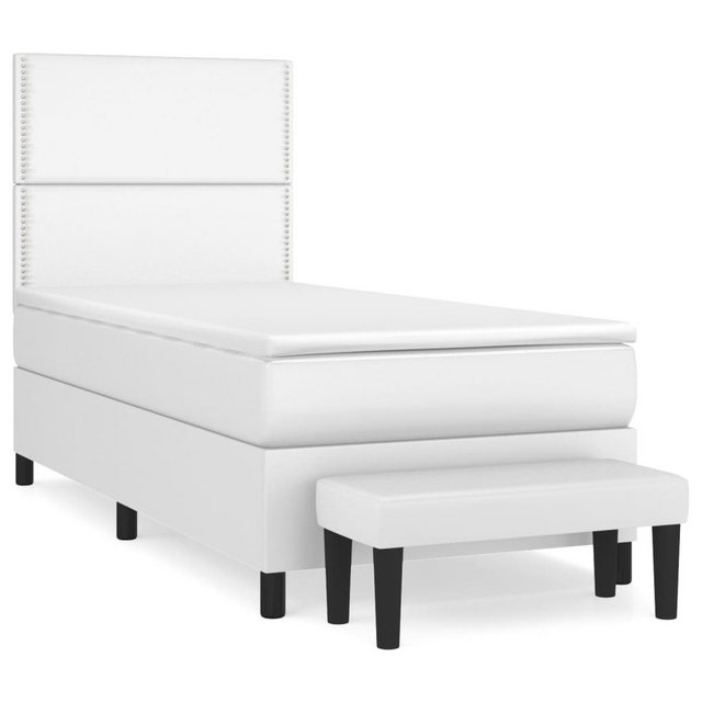 vidaXL Boxspringbett, Boxspringbett mit Matratze Weiß 100x200 cm Kunstleder günstig online kaufen