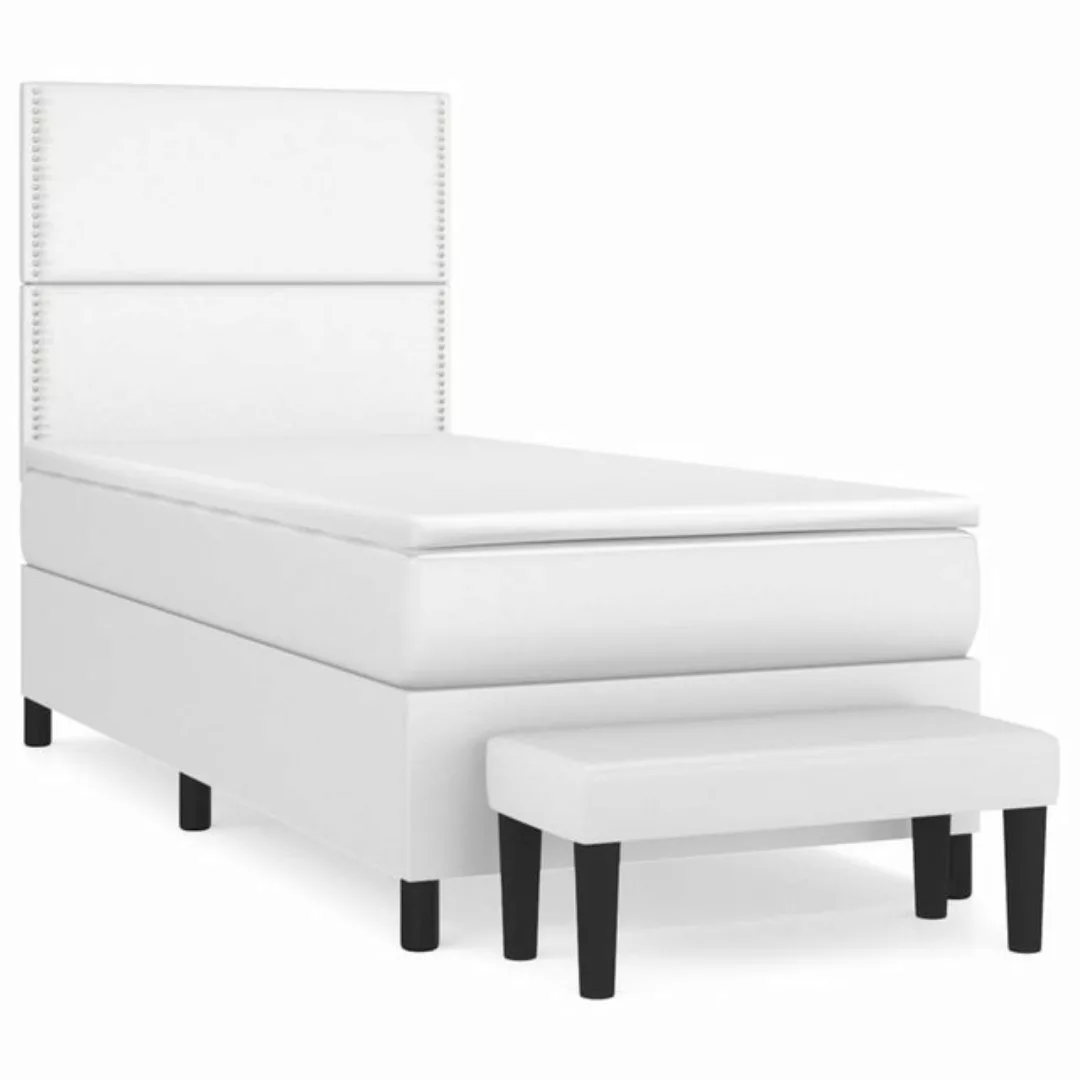 vidaXL Boxspringbett mit Matratze Weiß 90x200 cm Kunstleder1466371 günstig online kaufen