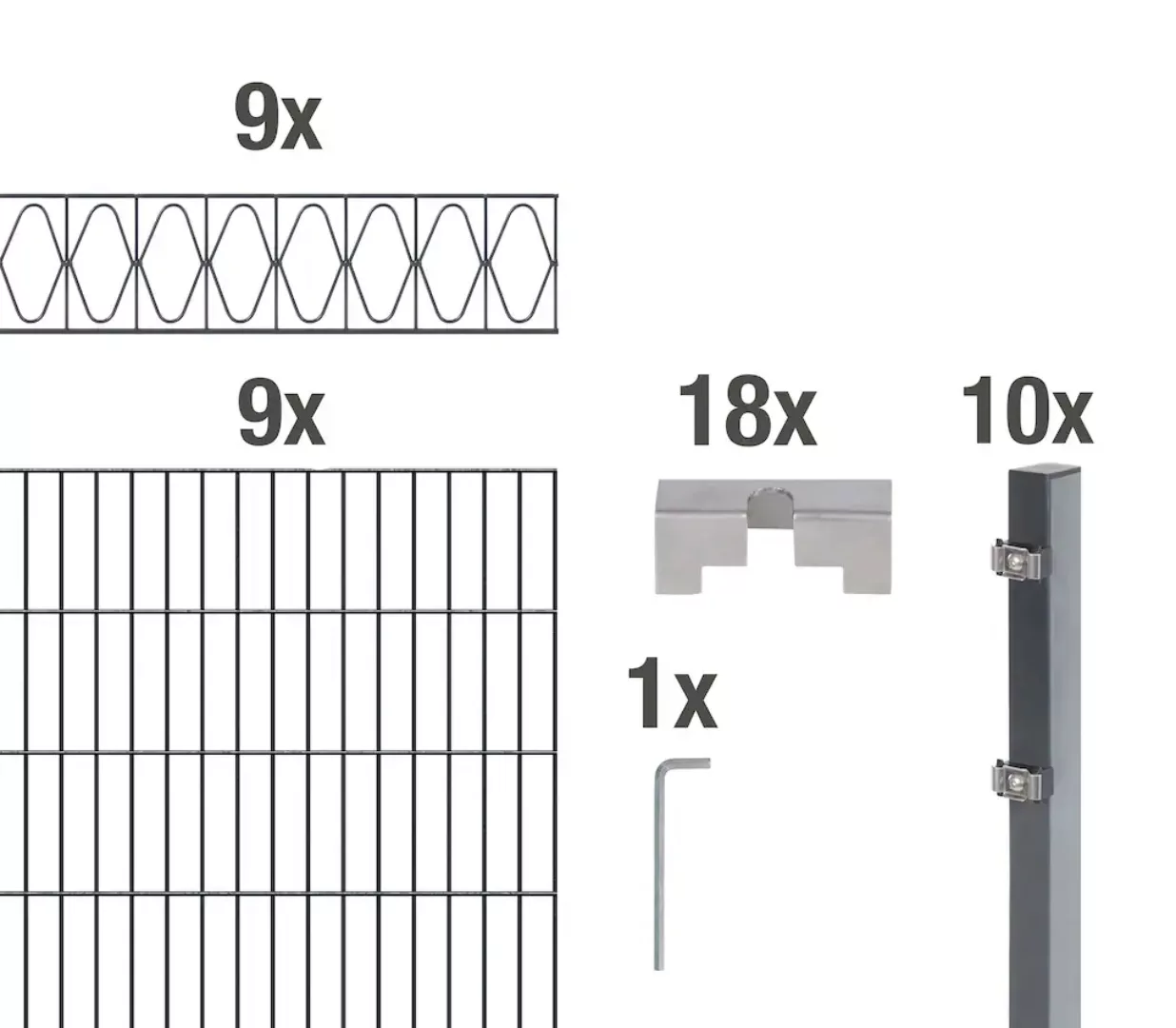 Alberts Doppelstabmattenzaun "Eleganz", anthrazit, Höhe: 100-160cm, Gesamtl günstig online kaufen