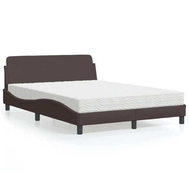vidaXL Bett Bett mit Matratze Dunkelbraun 120x200 cm Stoff günstig online kaufen