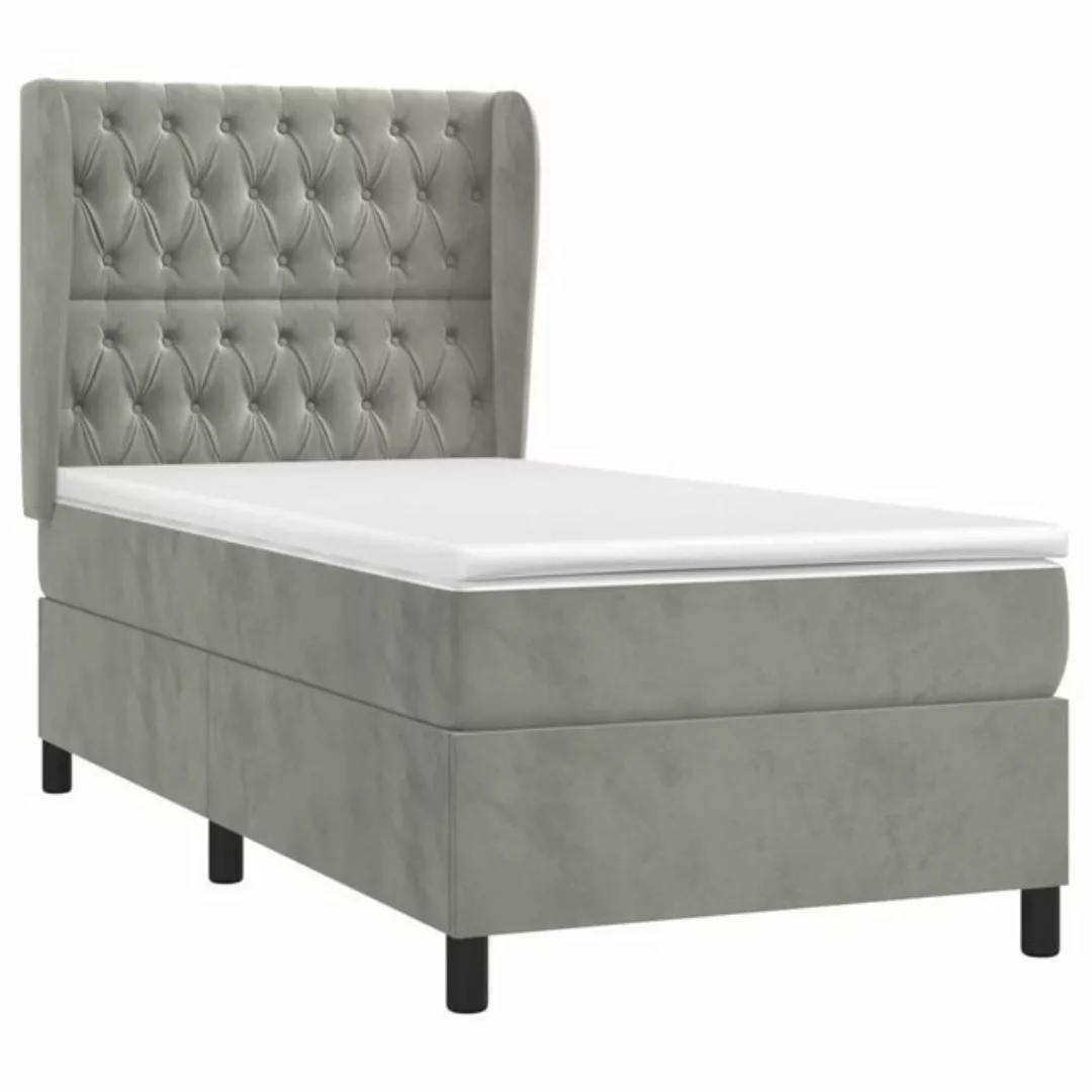 vidaXL Boxspringbett Boxspringbett mit Matratze Hellgrau 80x200 cm Samt Bet günstig online kaufen