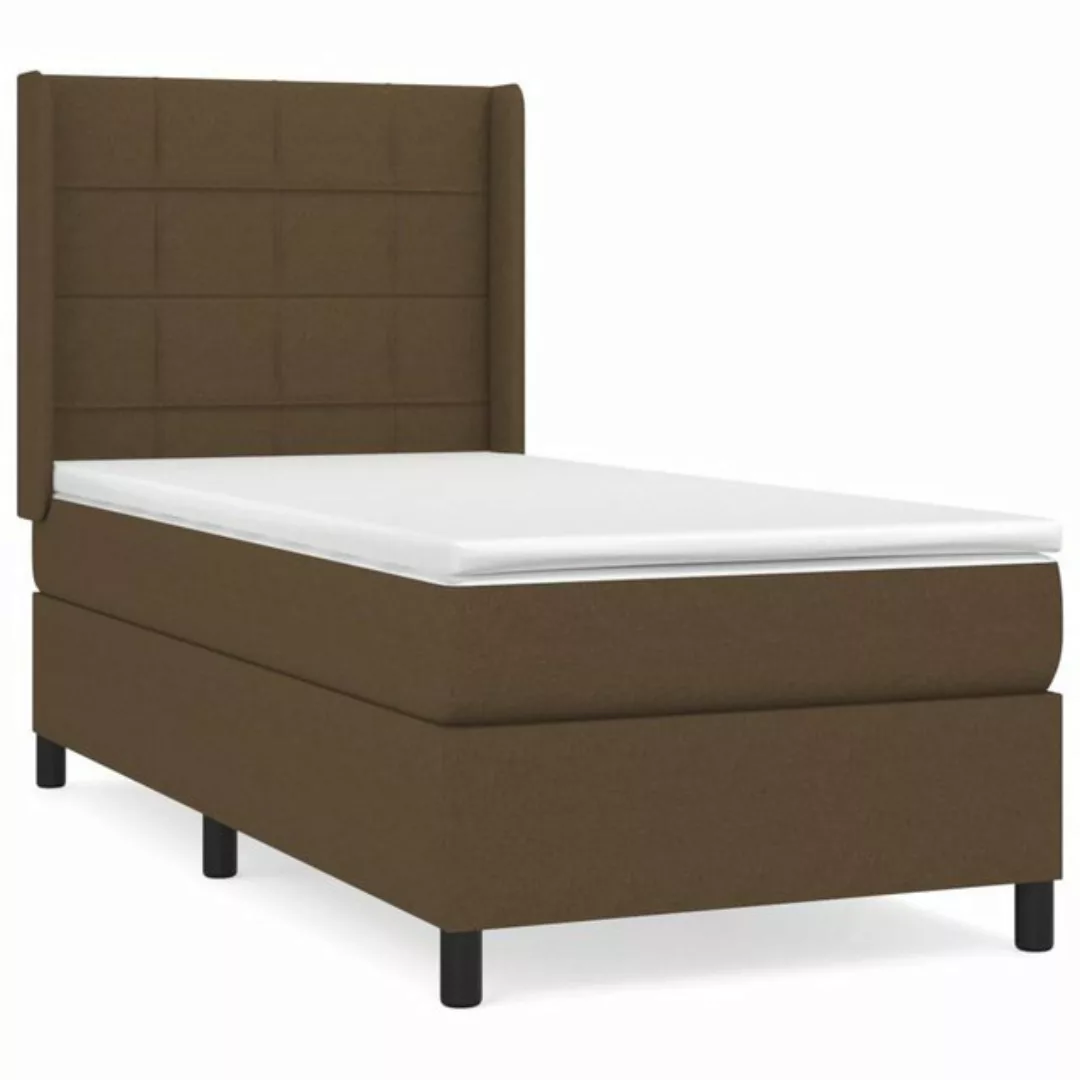 vidaXL Boxspringbett, Boxbett mit Matratze Dunkelbraun 90x190 cm Stoff günstig online kaufen