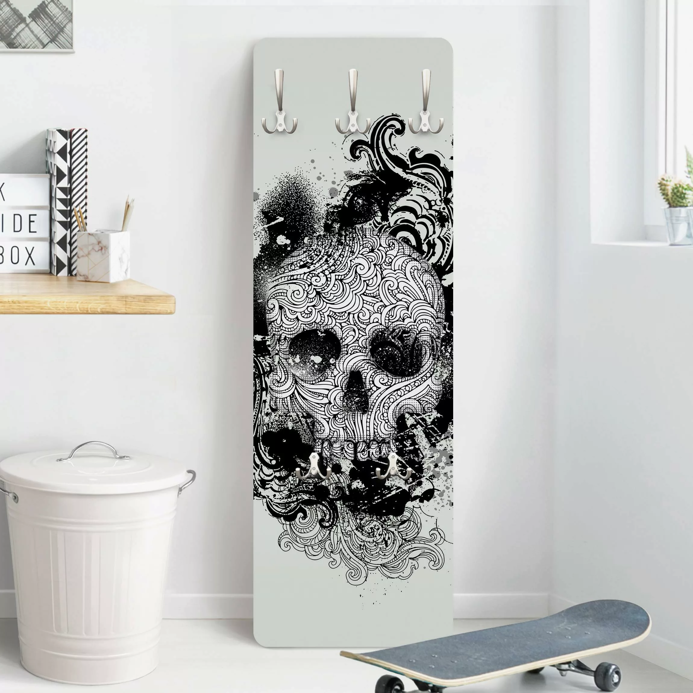 Wandgarderobe Holzpaneel Muster & Textur Skull günstig online kaufen