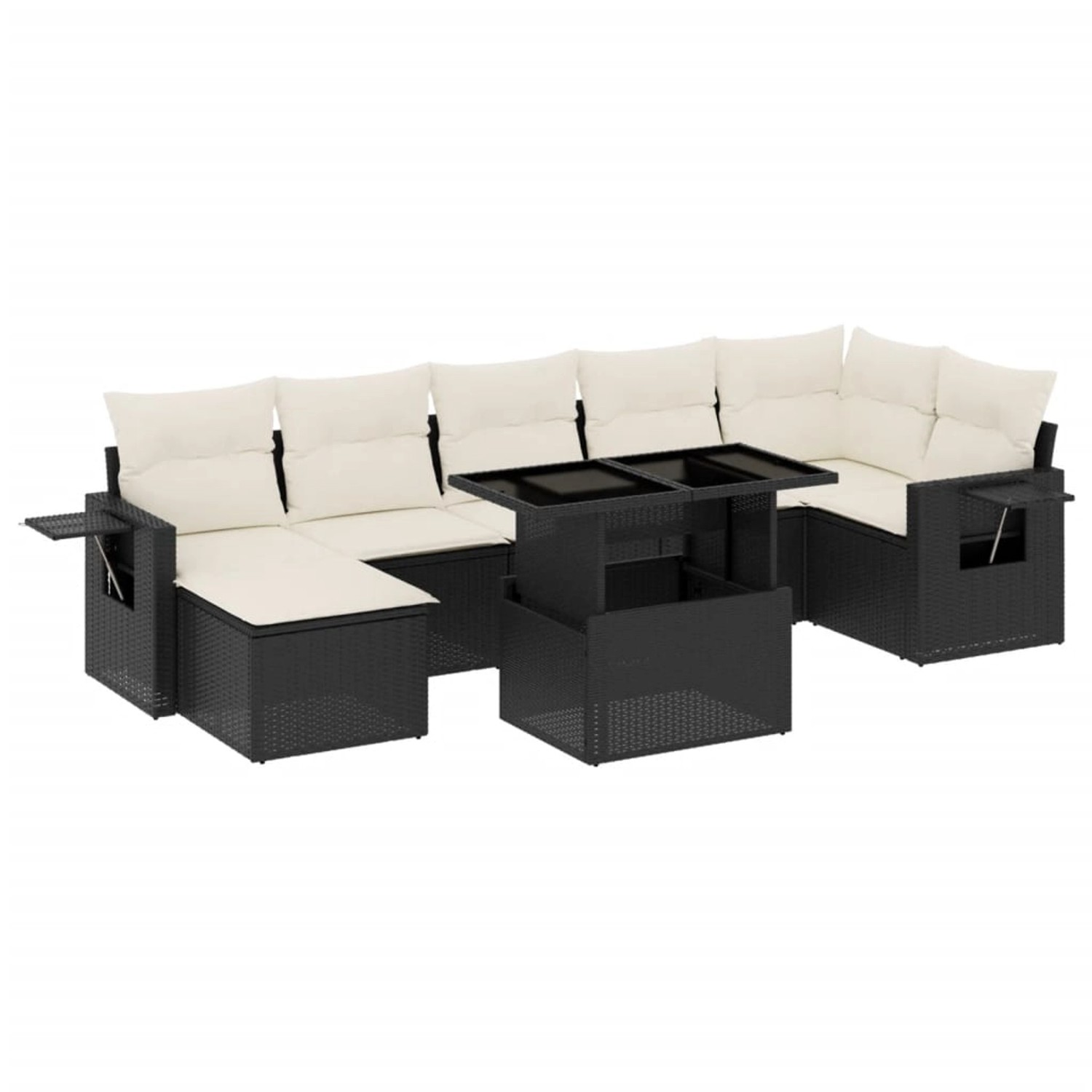vidaXL 8-Tlg Garten-Sofagarnitur mit Kissen Schwarz Poly Rattan 3268056 günstig online kaufen