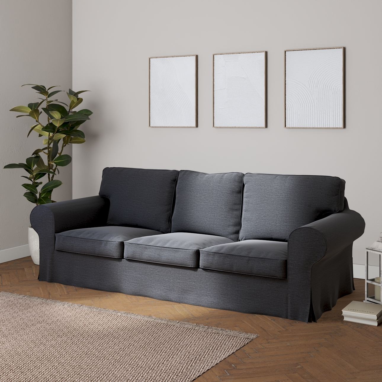 Bezug für Ektorp 3-Sitzer Sofa nicht ausklappbar, stahlgrau, Sofabezug für günstig online kaufen