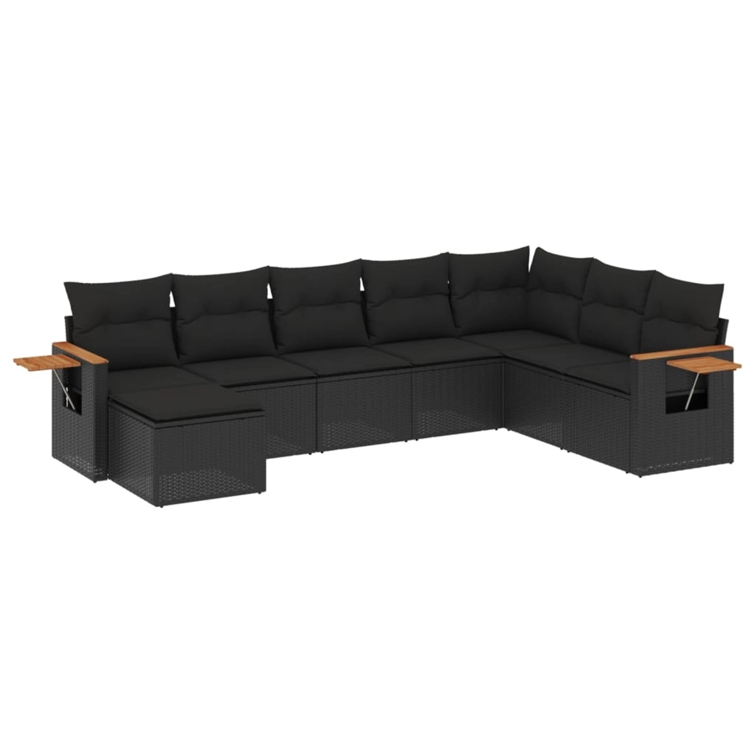 vidaXL 8-Tlg Garten-Sofagarnitur mit Kissen Schwarz Poly Rattan 3227084 günstig online kaufen