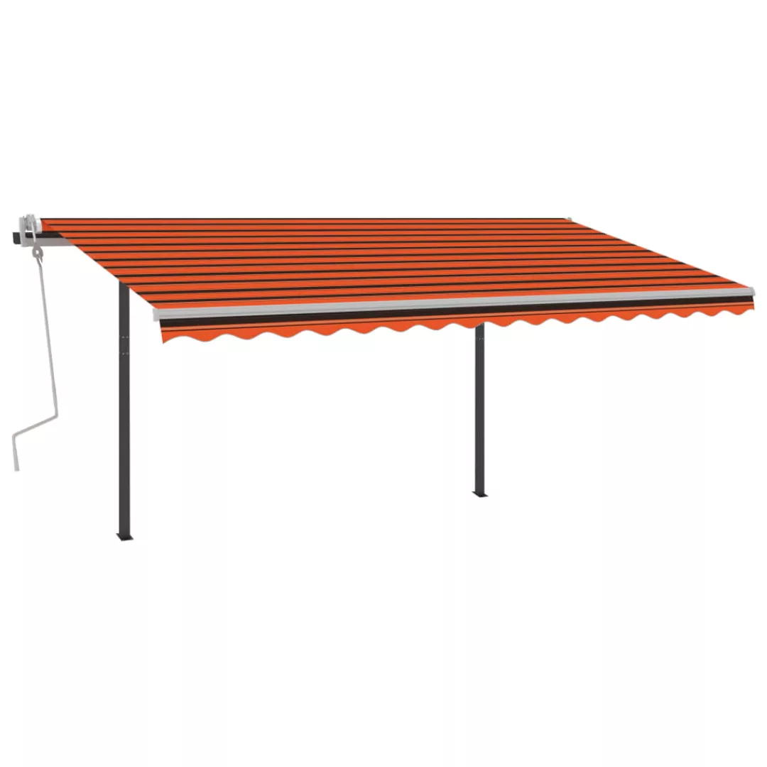 Gelenkarmmarkise Einziehbar Mit Pfosten 4x3 M Orange Und Braun günstig online kaufen