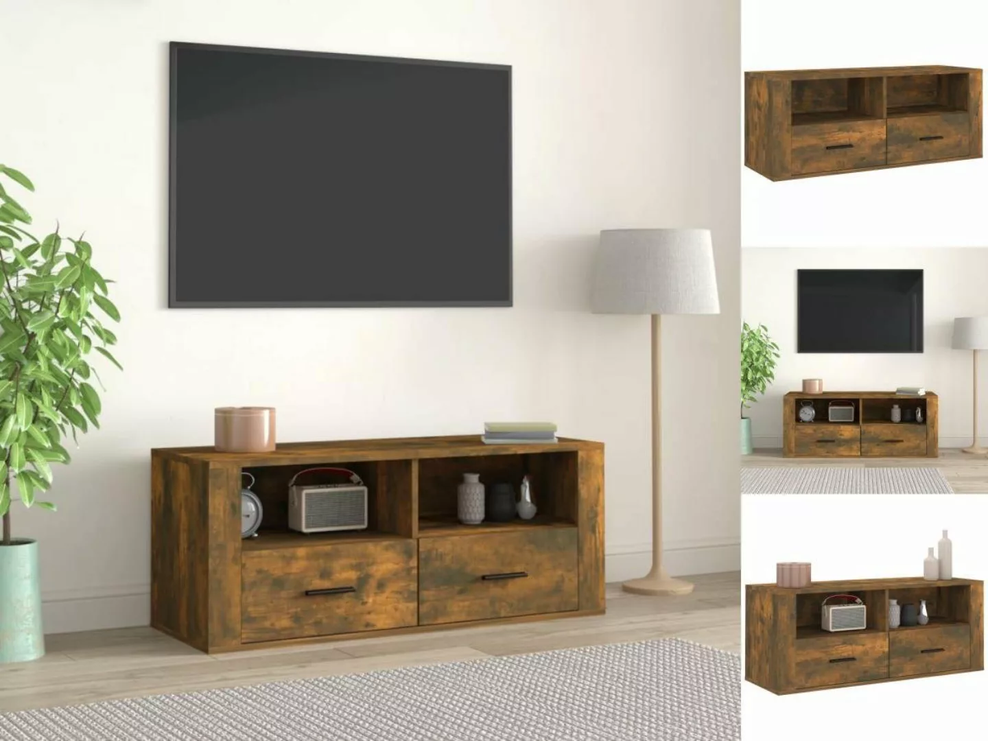 vidaXL TV-Schrank TV-Schrank Räuchereiche 100x35x40 cm Holzwerkstoff Lowboa günstig online kaufen